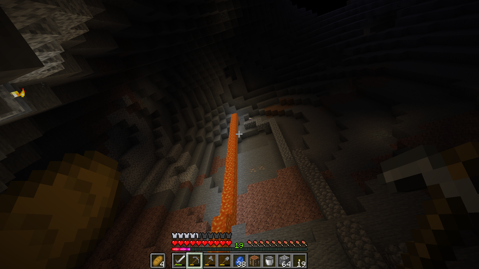 Alice hat die Lavaquelle erreicht und räumt die Steinblöcke um sie herum aus dem Weg.